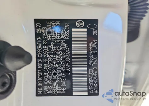 2021 Toyota Prius Le из США, поврежденный, VIN JTDL9MFU3M3024477